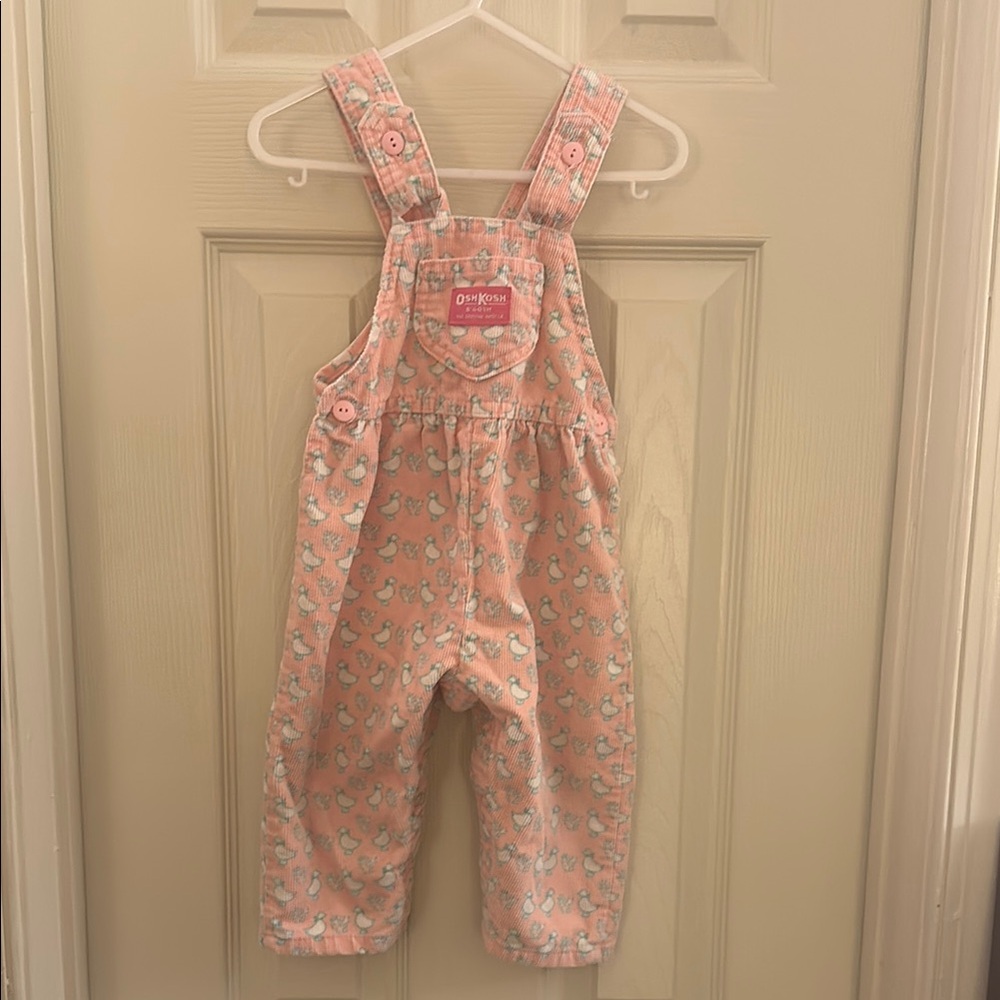 OshKosh B'gosh Pink Floral Overalls geese